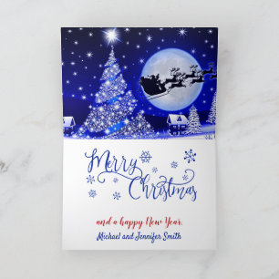 Snow On Christmas Eve Add Names Santa Sleigh Holiday Card