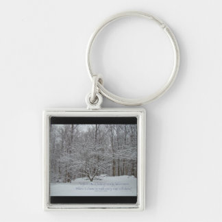 Snow on Dogwood Tree Quote Denis Waitley Key Ring