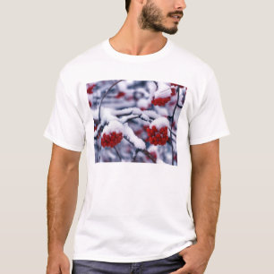 Snow on European Mountain Ash Berries, Utah. T-Shirt