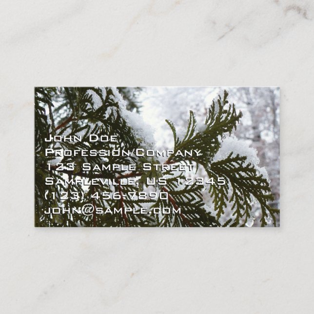 Snow on Evergreen Branches Business Card (Front)