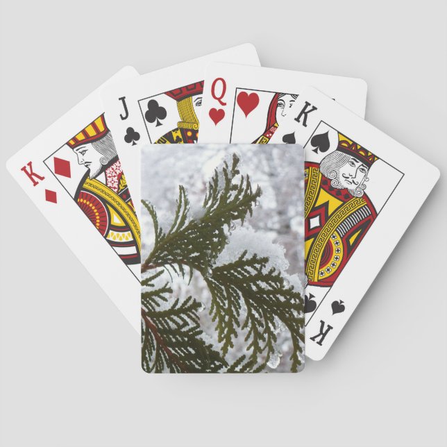 Snow on Evergreen Branches Playing Cards (Back)