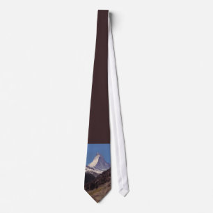 Snow on Matterhorn Blue Sky Alpine Forest Tie