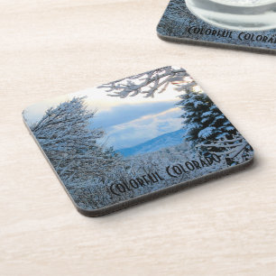 Snow on Pine Trees in Colorado Rocky Mountains Coaster