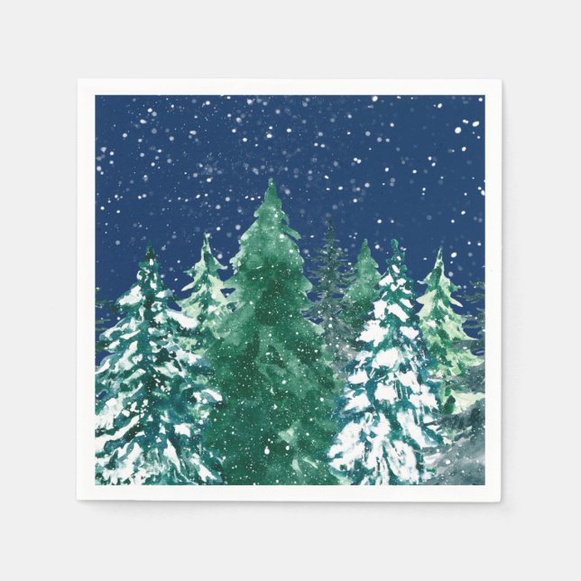 Snow on Pines Napkin (Front)