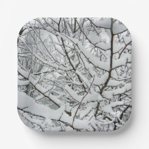 SNOW ON THE BRANCHES  PAPER PLATE
