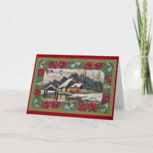 Snow on the Farm Vintage Christmas Holiday Card