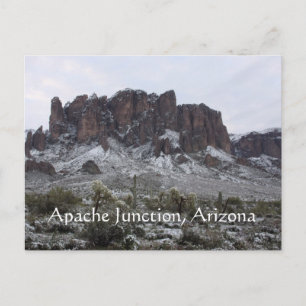 Snow on the superstition mountains postcard