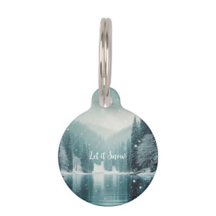 Snow on the winter, mountain lake pet tag