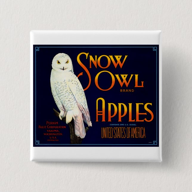 Snow Owl Apples 15 Cm Square Badge (Front)