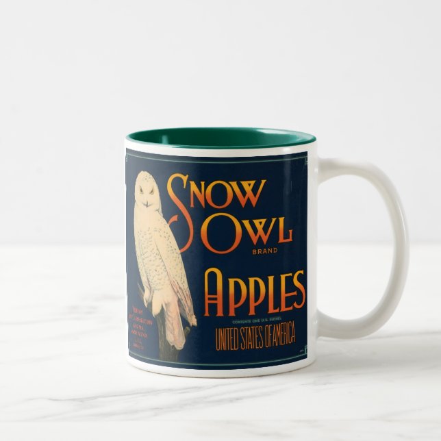 Snow Owl Apples Fruit Crate Label Mug (Right)