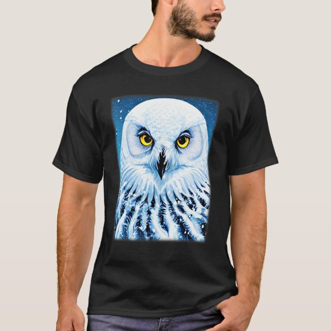 Snow Owl graphic motif bird of prey imprint raptor T-Shirt (Front)