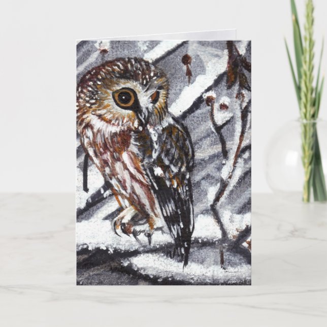 Snow Owl Greeting Card (Front)