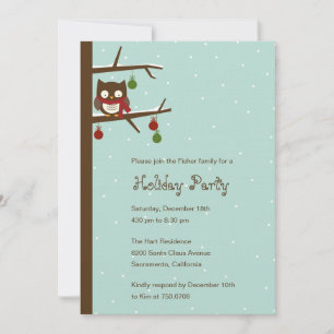 Snow Owl Holiday Party Invitation