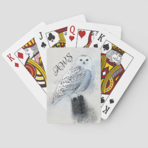 Snow Owl on Post Monogram Playing Cards