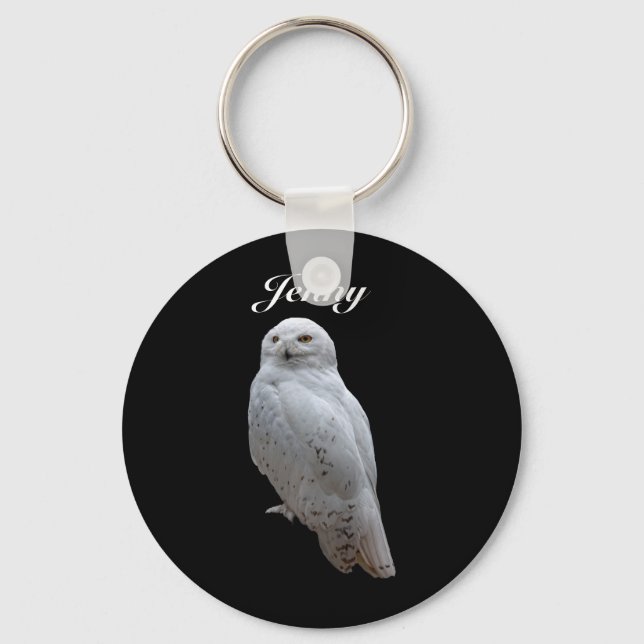 Snow Owl Personalised Key Ring (Front)