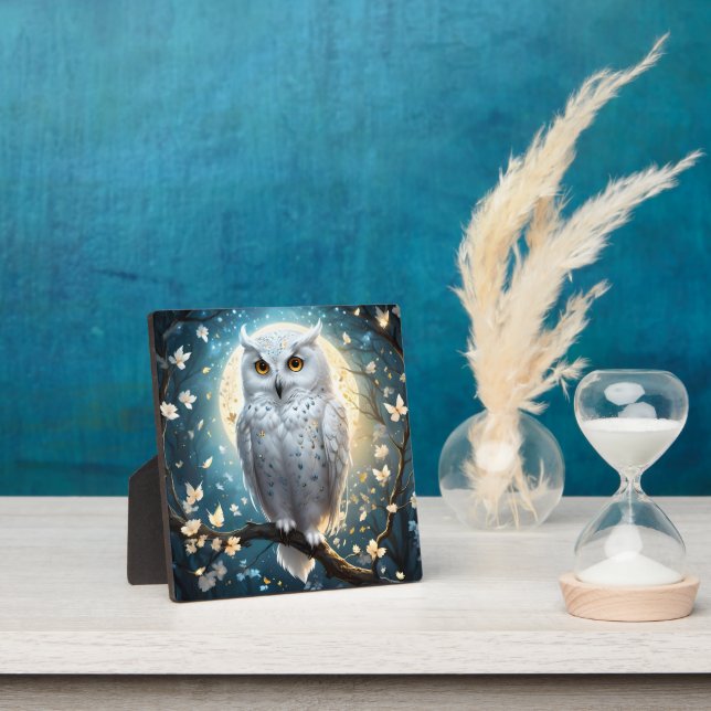Snow Owl With Sparkle, Plaque (Insitu)