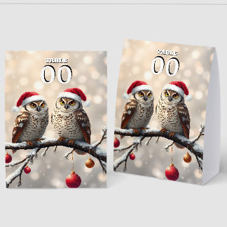 Snow Owls Christmas editable table tent signs