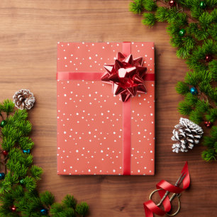 Snow Pattern Red Holiday Wrapping Paper