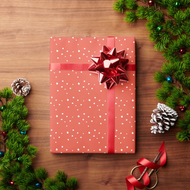 Snow Pattern Red Holiday Wrapping Paper (Holiday Gift)