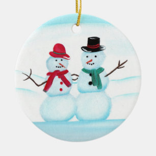 Snow People Waving hi, Christmas Ornaments
