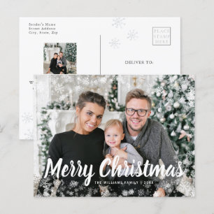 Snow Photo Christmas Postcard