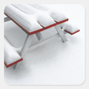 snow picnic square sticker