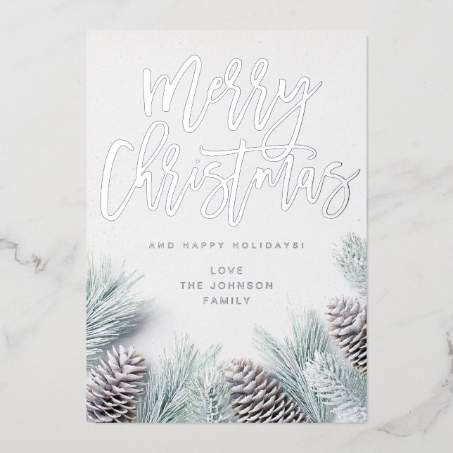 Snow Pine & Leaf Merry Christmas (Front)