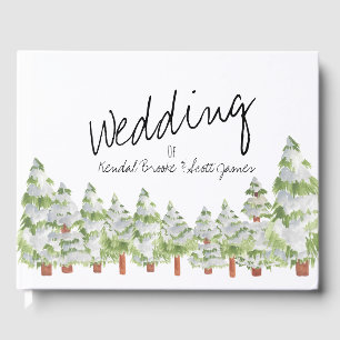 Snow pine tree winter wedding guestbook