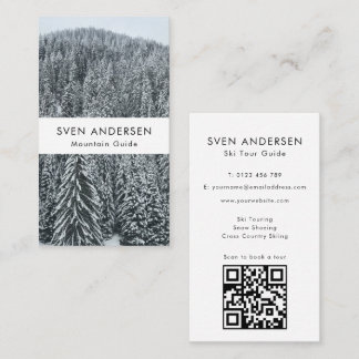 Snow Pine Trees Mountain Range Minimal Nordic Business Card