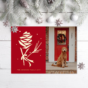 Snow Pinecone Foil Holiday Card