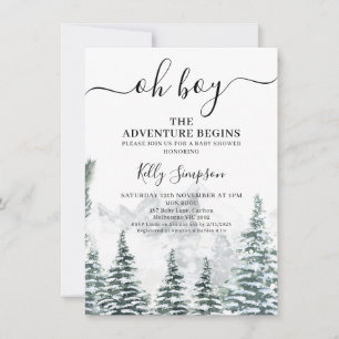 Snow Pines Adventure Begins Wilderness Baby Shower Invitation