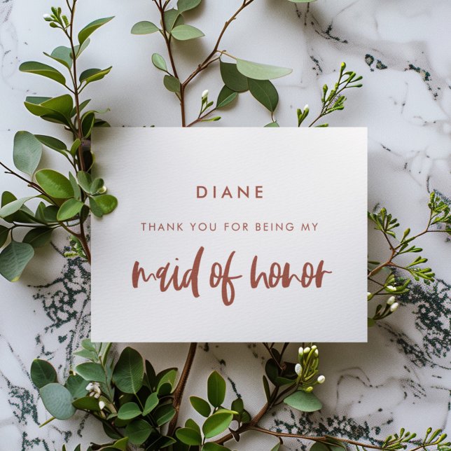 Snow pink Maid of honour thank you text card (Creator Uploaded)