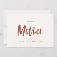 Snow pink To my mother on my wedding day card