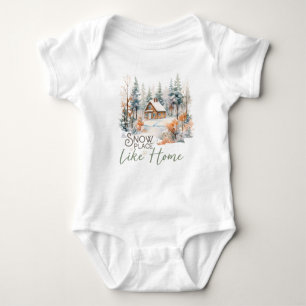 Snow Place Like Home, Mountain Cabin Christmas Baby Bodysuit