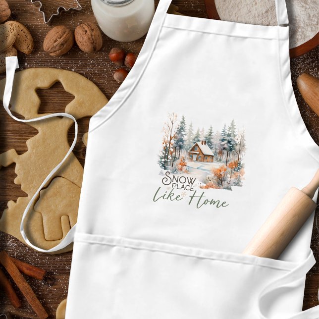 Snow Place Like Home, Mountain Cabin Christmas Standard Apron (Creator Uploaded)