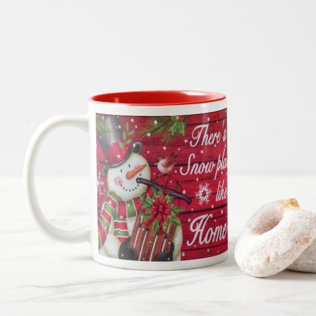 Snow Place Like Home Two-Tone Coffee Mug (With Donut)