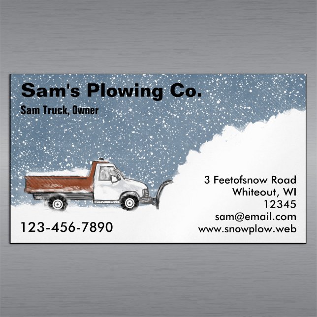 Snow Plough | Ploughing Service | Snow Removal Magnetic Business Card (Creator Uploaded)