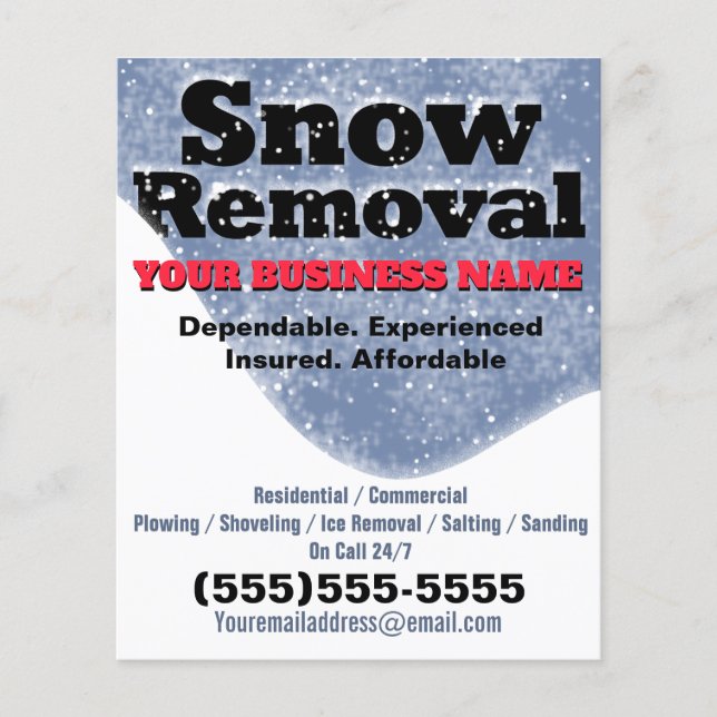 Snow Ploughing Business Snow Removal Advertising Flyer (Front)