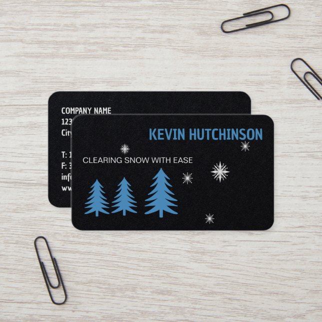 Snow Ploughing Clearing Business Card (Front/Back In Situ)