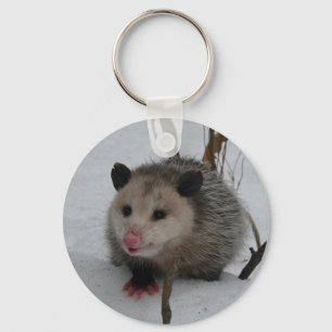 Snow Possum Key Ring
