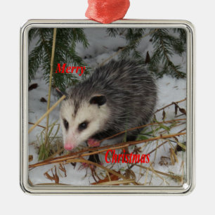 Snow Possum Metal Ornament