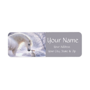 Snow Pretty Horse and Bunny Return Address Label