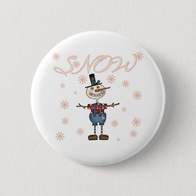 Snow Primsical Snowman 6 Cm Round Badge (Front)