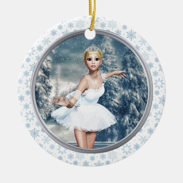 Snow Princess Ballerina Christmas Ornament (Front)