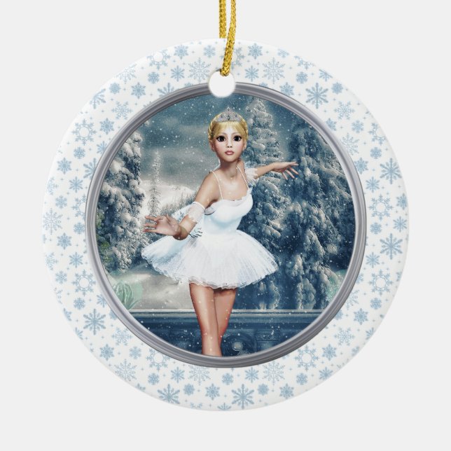 Snow Princess Ballerina Double Sided Art Ornament (Front)