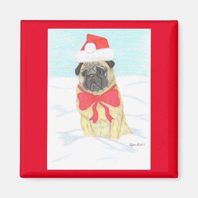 Snow Pug Magnet (Front)