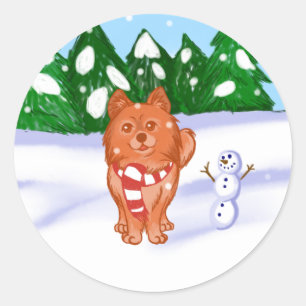 Snow Puppy Classic Round Sticker