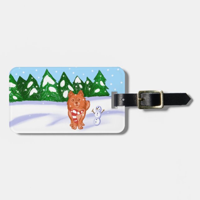 Snow Puppy Luggage Tag (Front Horizontal)