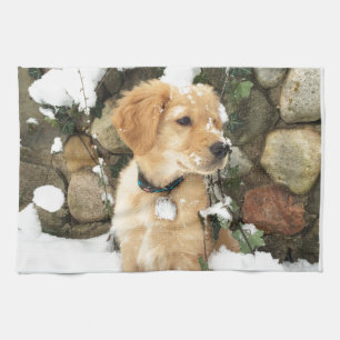 Snow Puppy Tea Towel