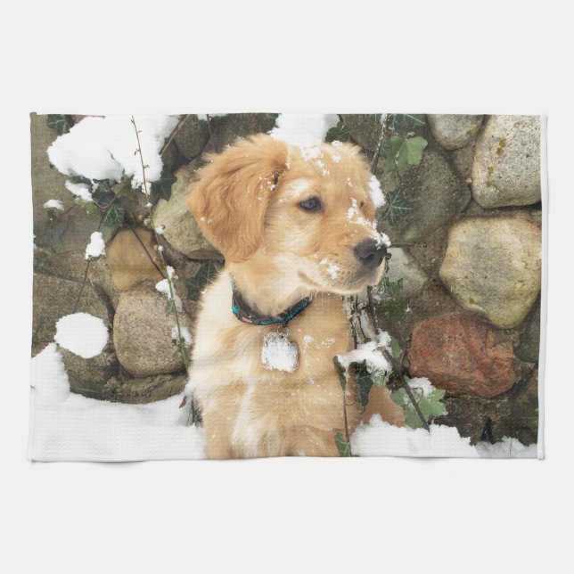 Snow Puppy Tea Towel (Horizontal)